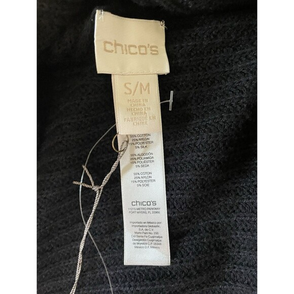 NWT CHICO’S Krislin Ribbed Knit Convertible Cardigan S/M Black - Picture 4 of 7